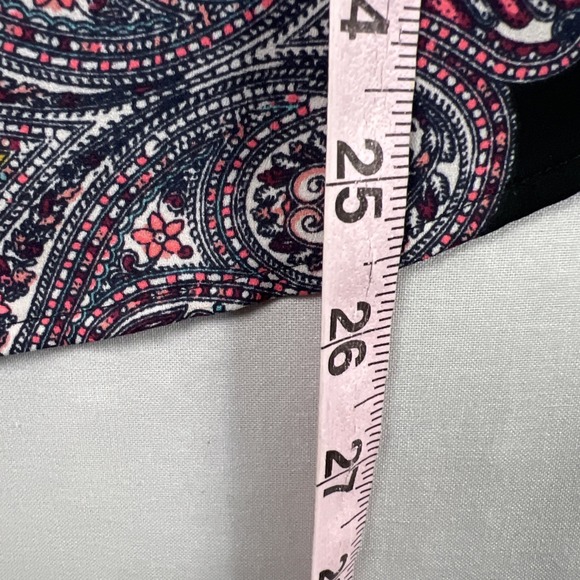 Express Portofino Blouse Womens XS Tunic Paisley Chiffon Top Roll-Tab Business - Picture 11 of 14